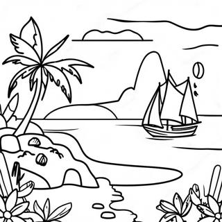 Island Paradise Coloring Page | Island coloring page