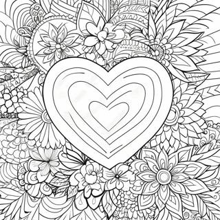 Valentine's Day Heart Mandala Coloring Page | Valentines Day for Adults coloring page