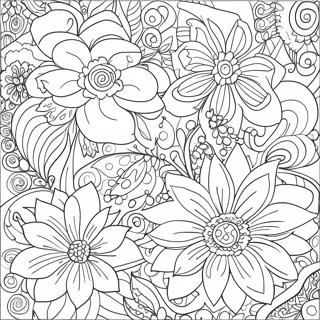 Romantic Floral Patterns Coloring Page | Valentines Day for Adults coloring page