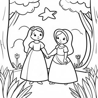 Trinity and Madison in a Magical Garden Coloring Page | Trinity and Madison coloring page