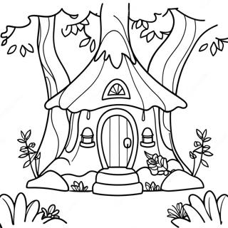 Verzaubertes Wald Feenhaus Ausmalbild