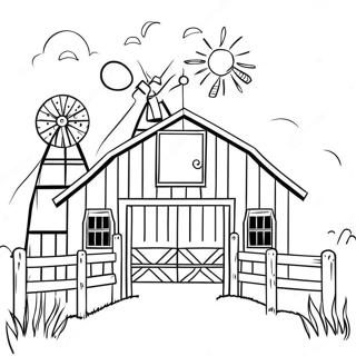 Charming Barn Scene Coloring Page | Realistic Farm coloring page