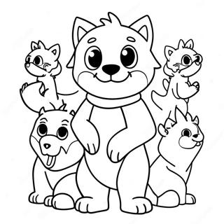 Wolfoo with Friends Coloring Page | Wolfoo coloring page