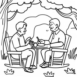 Seniors Relaxing in Nature Coloring Page | for Seniors coloring page