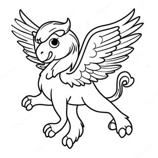 Majestic Griffin Flying Coloring Page | Griffin coloring page
