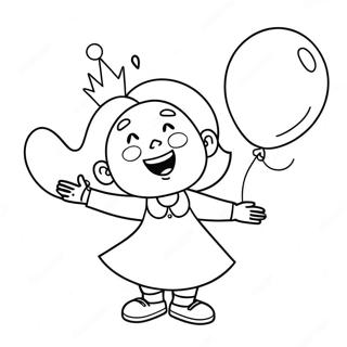 Joyful Birthday Grandma with Balloons Coloring Page | Happy Birthday Grandma coloring page