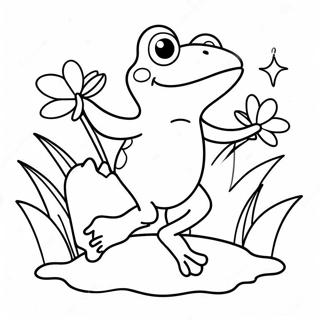 Cute Frog Jumping Coloring Page | Amphibian coloring page