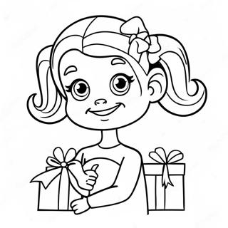 Söta Cindy Lou Who med presenter färgläggningssida | Cindy Lou Who målarbild
