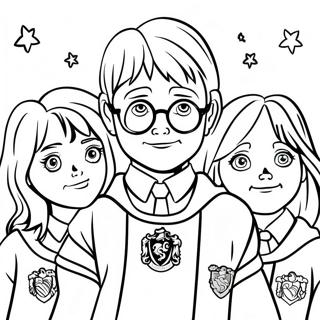 Brave Gryffindor Students Coloring Page | Gryffindor coloring page
