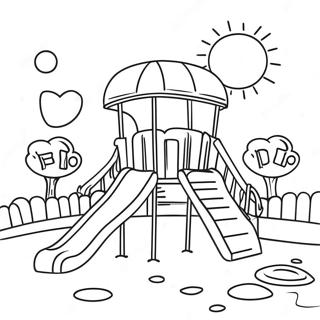 Sunny Day Playground Coloring Page | Playground coloring page