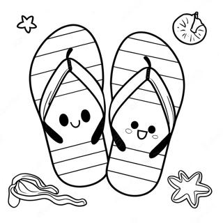 Cute Beach Flip Flops Coloring Page | Flip Flop coloring page