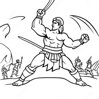 David and Goliath Epic Battle Coloring Page | David and Goliath coloring page