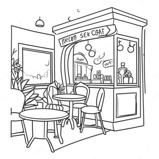 Cozy Cafe Scene Coloring Page | Cafe coloring page