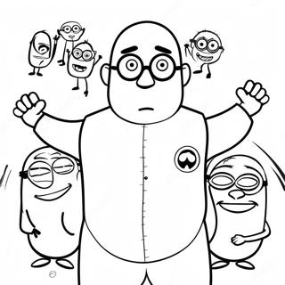 Gru med Minions Målarbild | Minions Gru's Uppgång målarbild