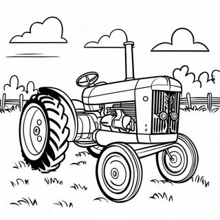 Vintage Case Tractor on Farm Coloring Page | Case Tractor coloring page