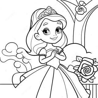 Valentine's Day Disney Princess Coloring Page | Valentines Day Disney coloring page