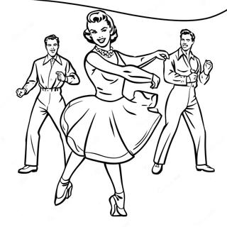 1950s Rock and Roll Dancer Coloring Page | 1950s coloring page