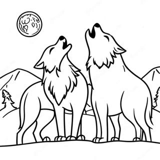 Timberwolves Howling at the Moon Coloring Page | Timberwolves coloring page