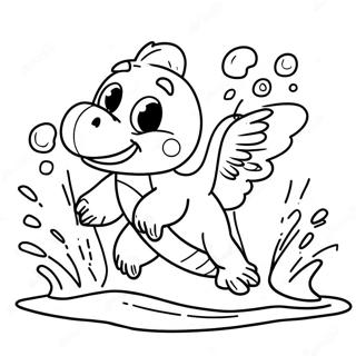 Zuma Splashing in Water Coloring Page