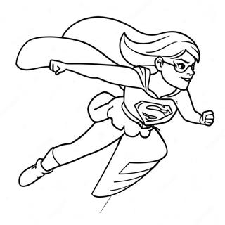 Supergirl Flying in Action Coloring Page | DC Superhero Girls coloring page