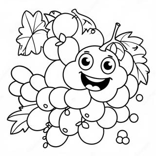 Funny Grapes with Faces Coloring Page | Grape coloring page