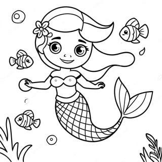 Beautiful Elsa Mermaid with Colorful Fish Coloring Page | Elsa Mermaid coloring page