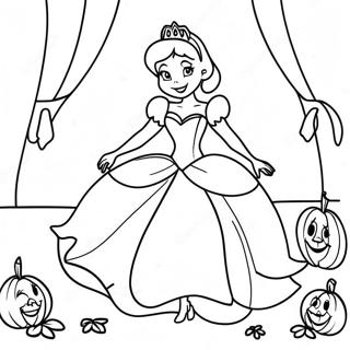 Cinderella in a Spooky Costume Coloring Page | Disney Princess Halloween coloring page