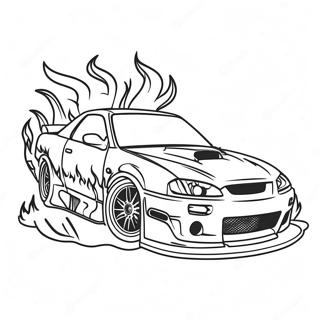 Cool Drift Car with Flames Coloring Page | Drift Car coloring page