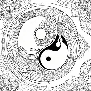 Intricate Yin Yang Design Coloring Page | Yin Yang coloring page
