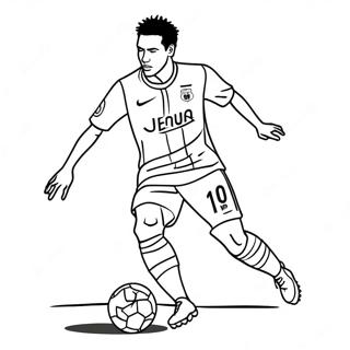 Neymar Dribbling Past Defender Coloring Page | Neymar PSG coloring page