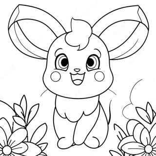 Cute Sylveon with Flowers Coloring Page | Sylveon coloring page