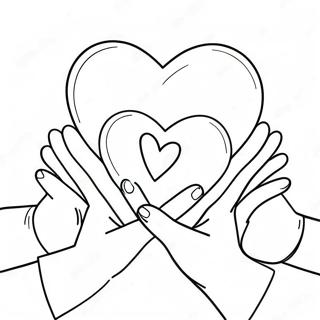 Colorful Hands Holding Hearts Coloring Page | Hands coloring page