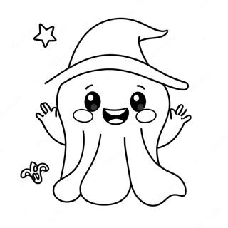 Cute Aesthetic Halloween Ghost Coloring Page | Aesthetic Halloween coloring page