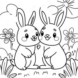 Happy Sunny Bunnies Playing in the Field Coloring Page | Sunny Bunnies coloring page
