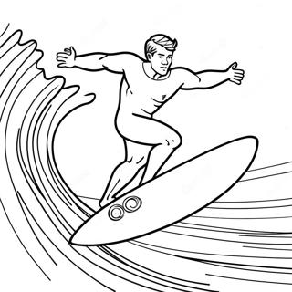 Cool Surfer Riding a Wave Coloring Page | Surfing coloring page