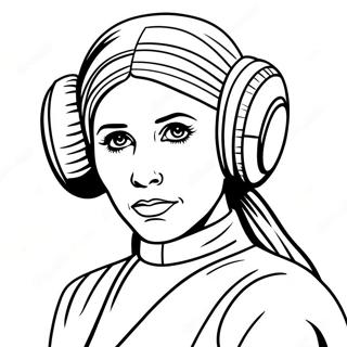 Princess Leia in Iconic Outfit Coloring Page | Princess Leia coloring page