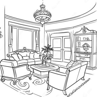 Barbie Dream House Interior Coloring Page | Barbie Dream House coloring page