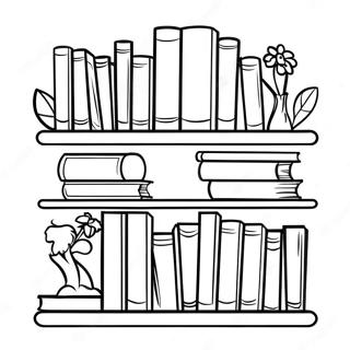Colorful Pageshelf with Books Coloring Page | Pageshelf coloring page
