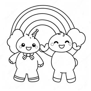 Cheerful Purple Rainbow Friends Coloring Page | Purple Rainbow Friends coloring page