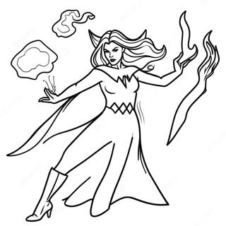 Scarlet Witch Casting Spells Coloring Page | Scarlet Witch coloring page