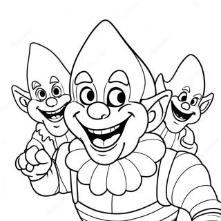 Colorful Killer Klowns in Action Coloring Page | Killer Klowns from Outer Space coloring page
