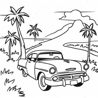 Colorful Cuban Landscape Coloring Page | Cuba coloring page