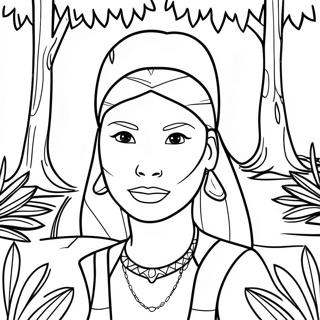 Pocahontas in a Beautiful Forest Coloring Page | Pocahontas coloring page