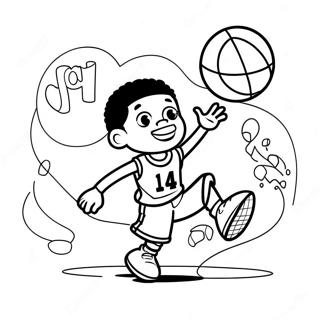 Black Boy Playing Basketball Coloring Page | Black Boy coloring page
