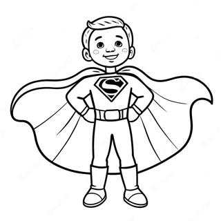 Black Boy with a Superhero Cape Coloring Page | Black Boy coloring page