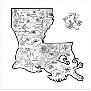 Louisiana State Map Coloring Page | Louisiana coloring page