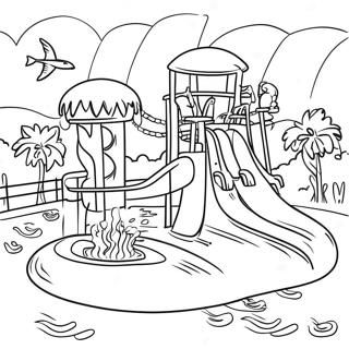 Water Park Fun Coloring Page | Water Park coloring page
