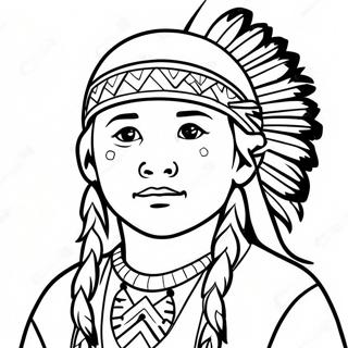 Easy Native American Boy Coloring Page | Easy Native American coloring page