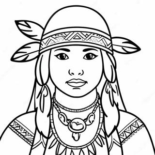 Easy Native American Girl Coloring Page | Easy Native American coloring page