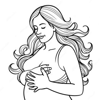 Pregnant Woman Holding Belly Coloring Page | Pregnant coloring page
